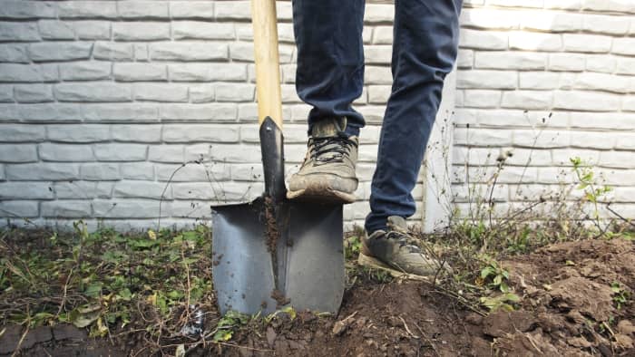 Spade in ground